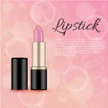 Make up lettering, Pink lipstick, vector isolated  illustration Royalty Free Stock Photo